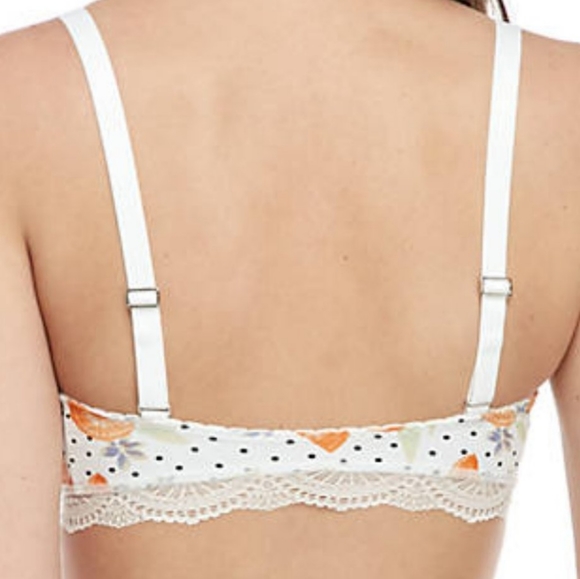 Free People Mari Orange Print White Bralette Lace Trim - Picture 2 of 3